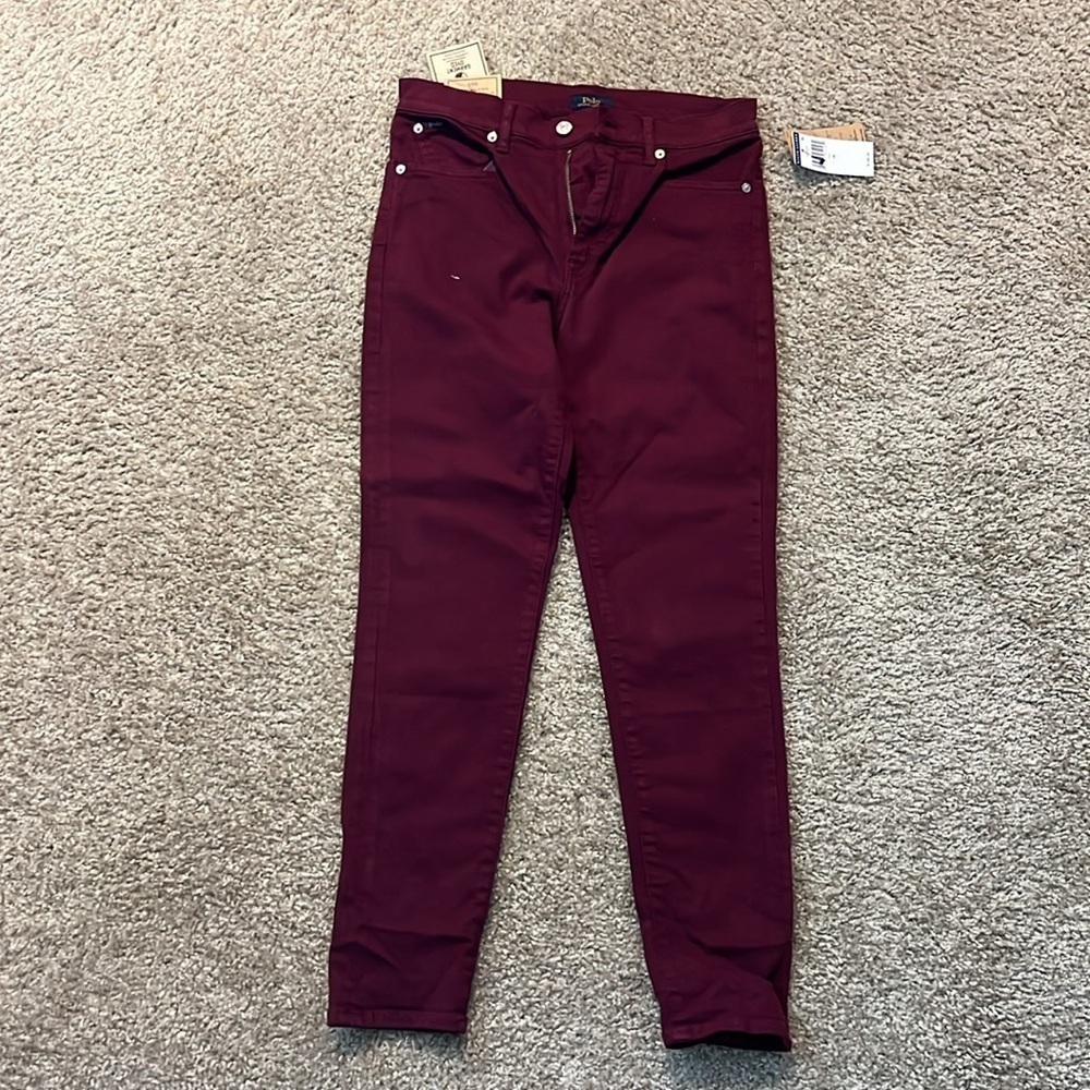 Polo Ralph Lauren Tompkins High-Rise Skinny Ankle Jeans Riella Burgundy Womens - Picture 4 of 10